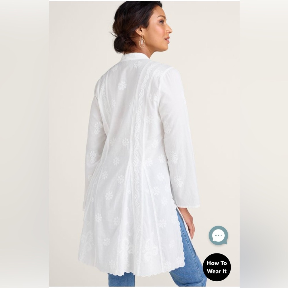 Soft Surroundings White Embroidered Blouse Tunic - Picture 9 of 9
